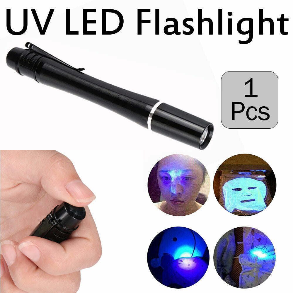 Mini UV 395nm Inspection Pen Torch Ultra Violet Flashlight Pocket Lamp Fluoresce