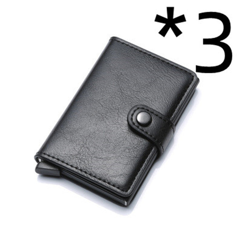 RFID Anti-theft Men Vintage Wallet Aluminum Metal Purse Leather Cover