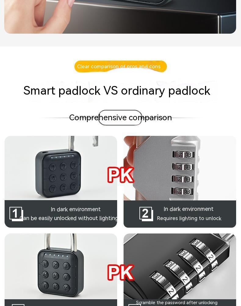 Fingerprint Lock Padlock Household Waterproof Password Cabinet Anti-theft Door Lock APP