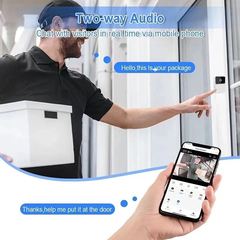 WIFI Video Doorbell Camera Wireless Night Vision Smart Home Security HD Door Bell Two Way Intercom Voice Change For Home