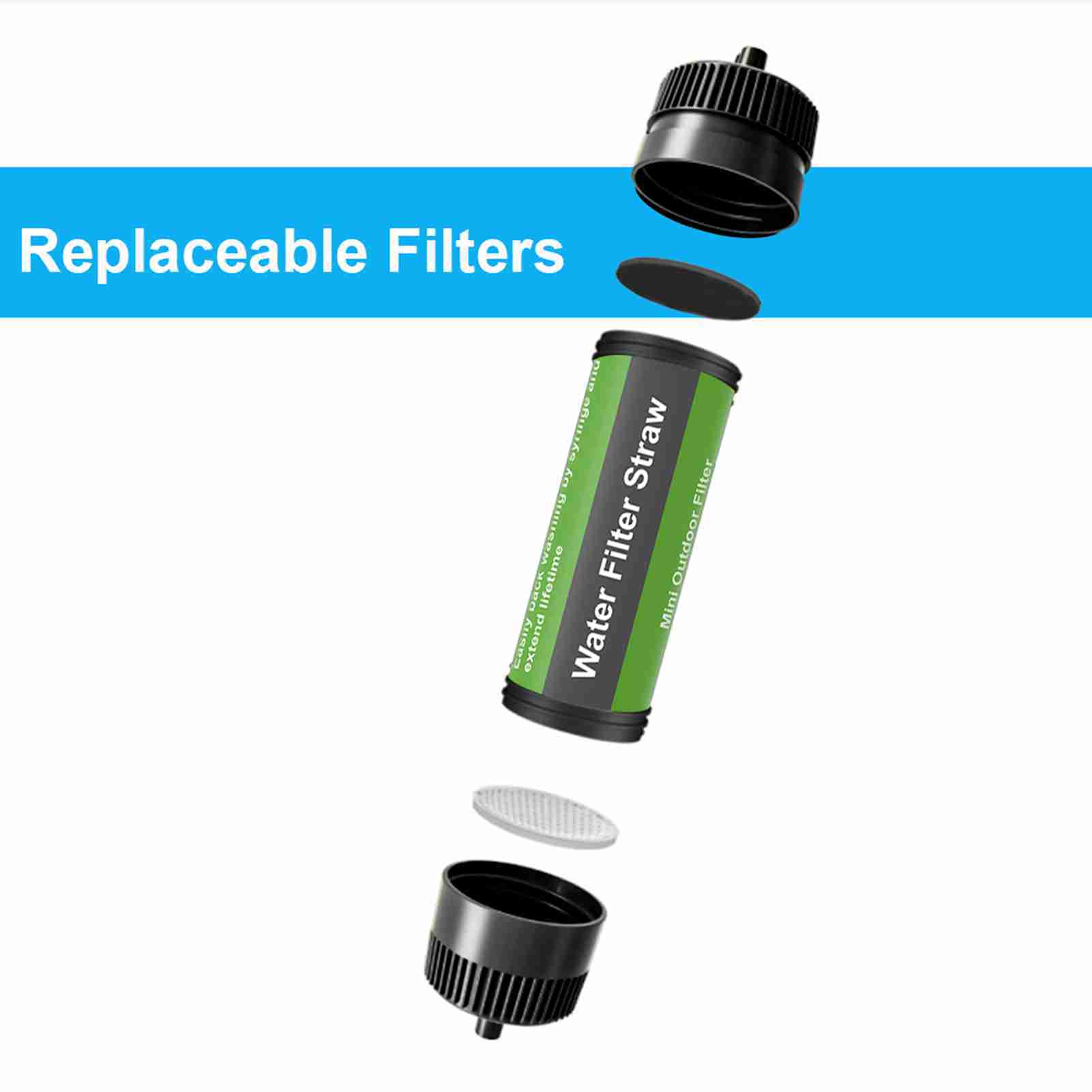 Water Filter Straw Outdoor Portable Water Purifier Survival Gear for Camping Hiking Backpacking Emergency Preparedness