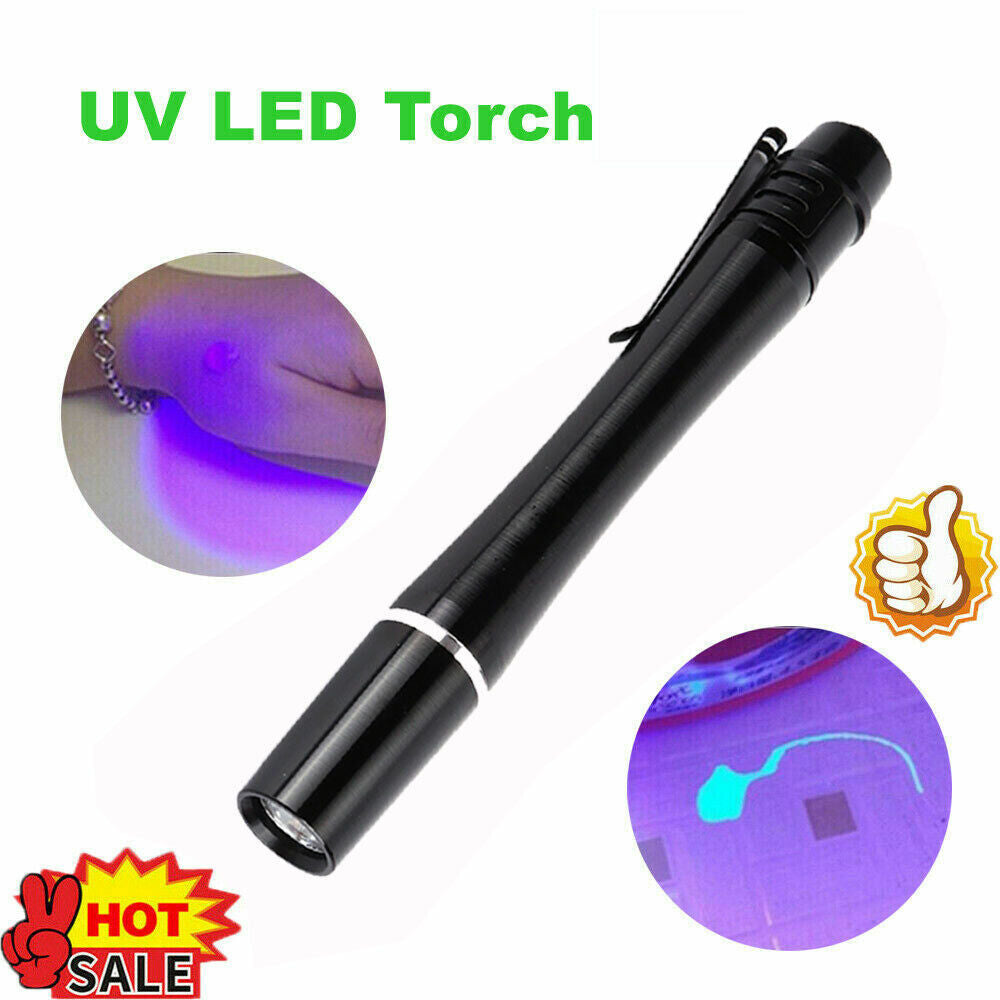 Mini UV 395nm Inspection Pen Torch Ultra Violet Flashlight Pocket Lamp Fluoresce