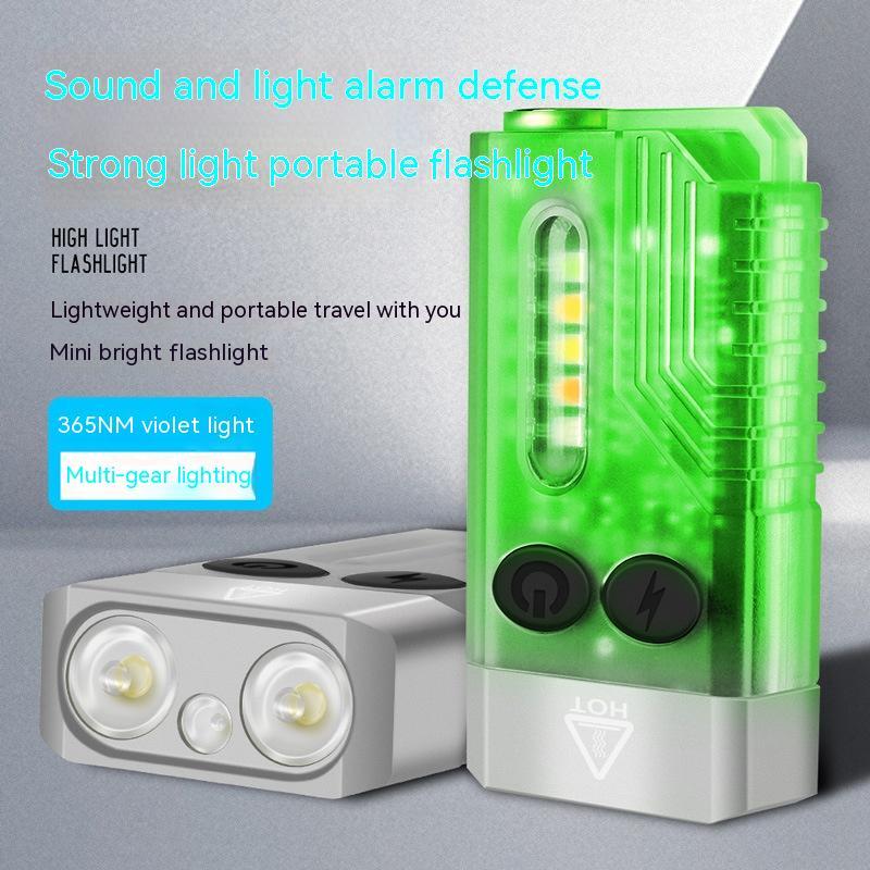 New Mini Multi-function Flashlight 365 Purple EDC Portable Flashlight Magnetic Work Lamp With Buzzer Alarm