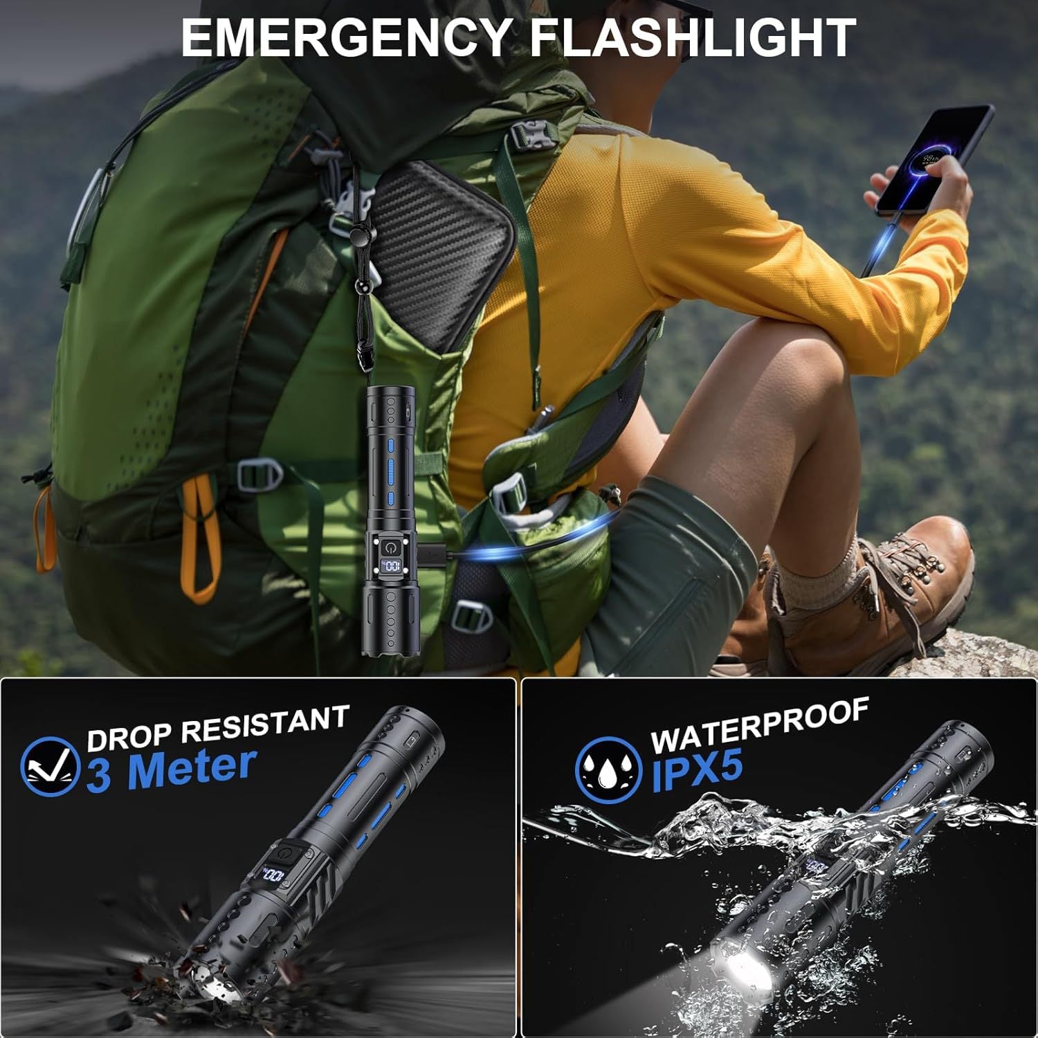 Strong Light Rechargeable Flashlight Portable Outdoor Patrol