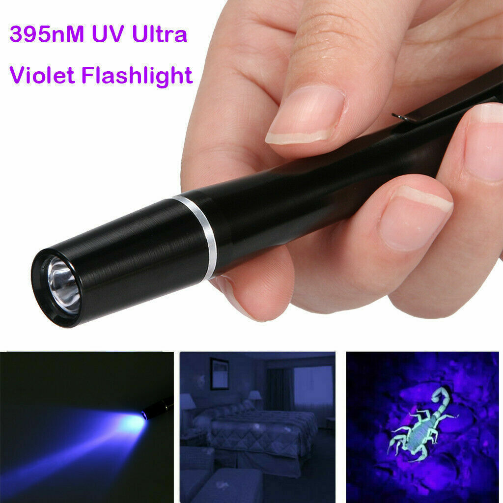 Mini UV 395nm Inspection Pen Torch Ultra Violet Flashlight Pocket Lamp Fluoresce