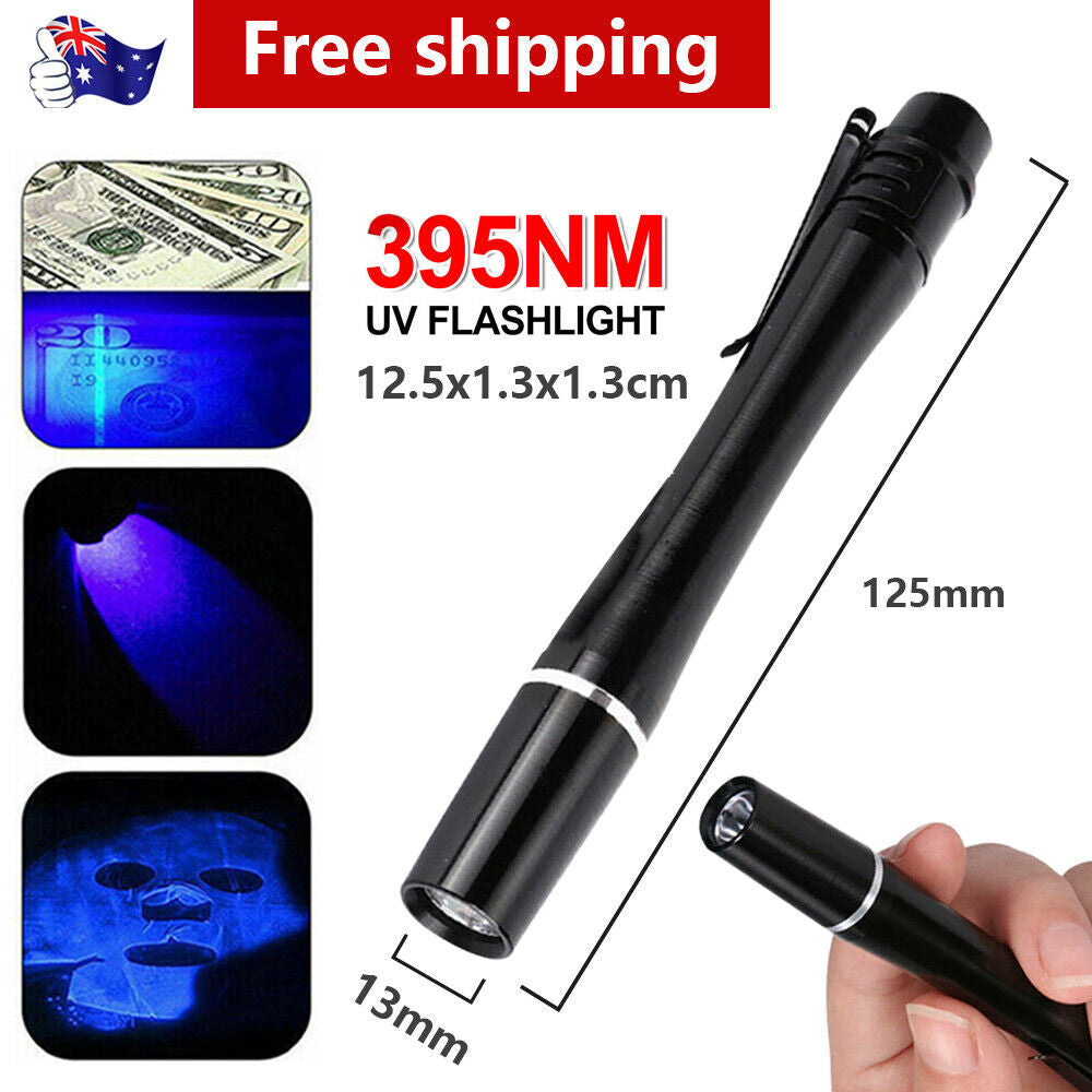 Mini UV 395nm Inspection Pen Torch Ultra Violet Flashlight Pocket Lamp Fluoresce