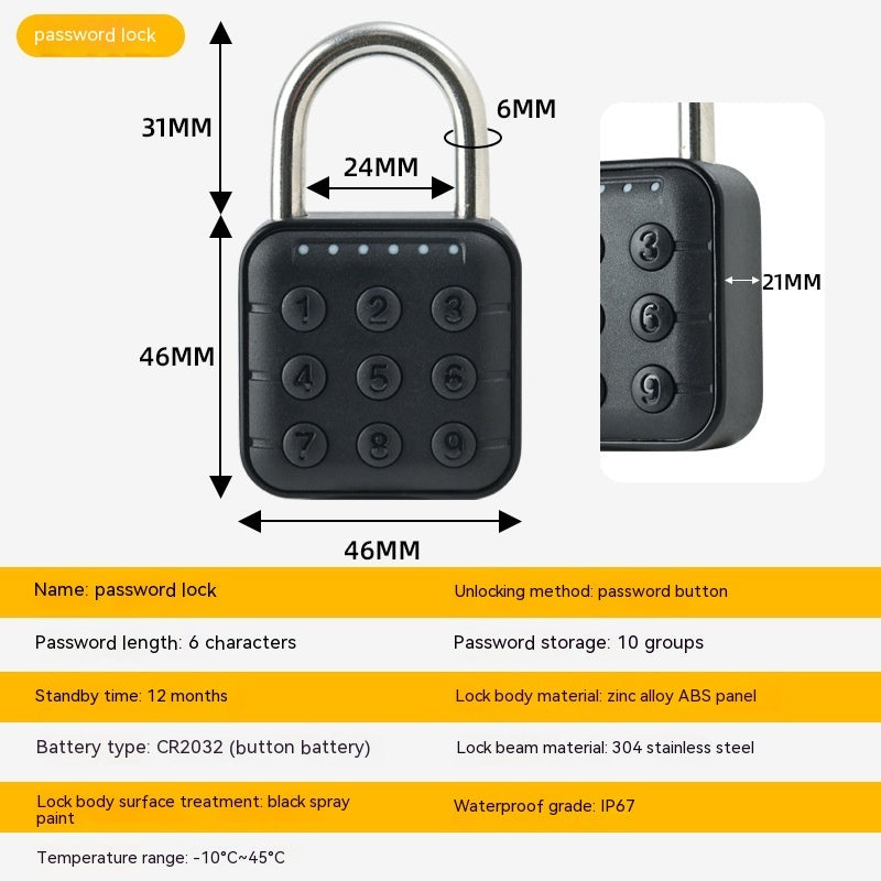 Fingerprint Lock Padlock Household Waterproof Password Cabinet Anti-theft Door Lock APP