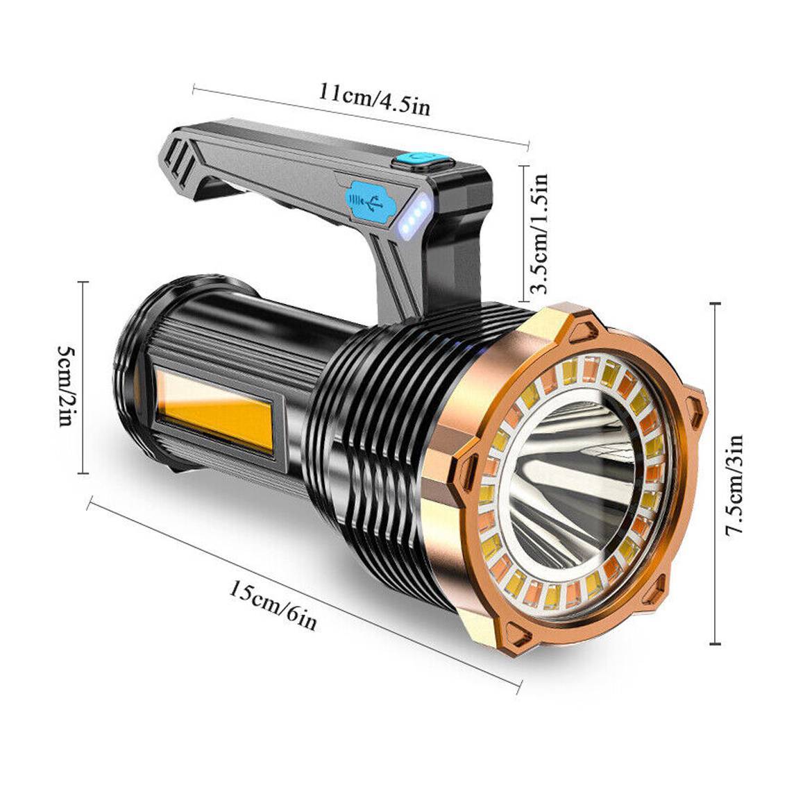 Most Powerful 1200000lm LED Flashlight Super Bright Torch Lamp USB Rechargeable