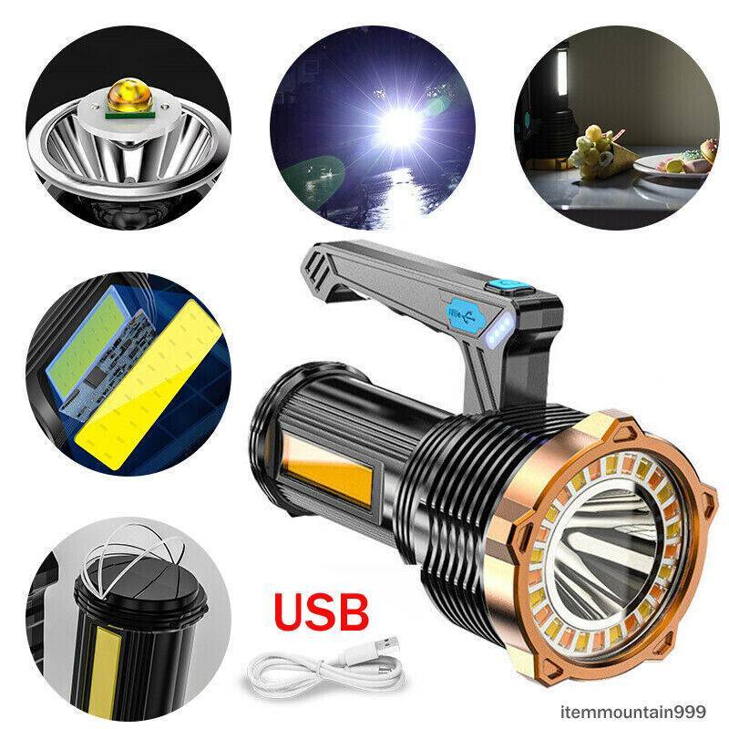 Most Powerful 1200000lm LED Flashlight Super Bright Torch Lamp USB Rechargeable